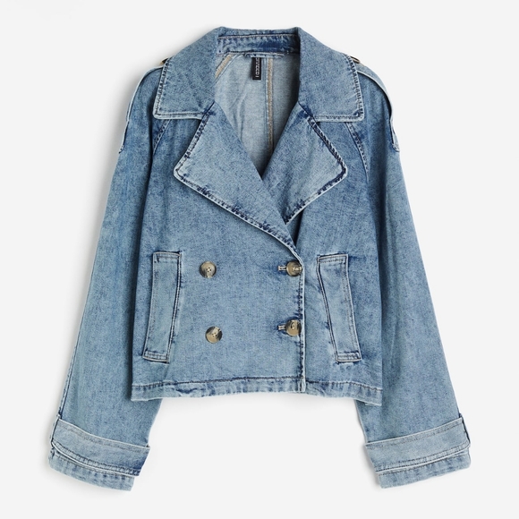 H&M short twill peacoat denim blue sz  M,L BNWT - Picture 6 of 6